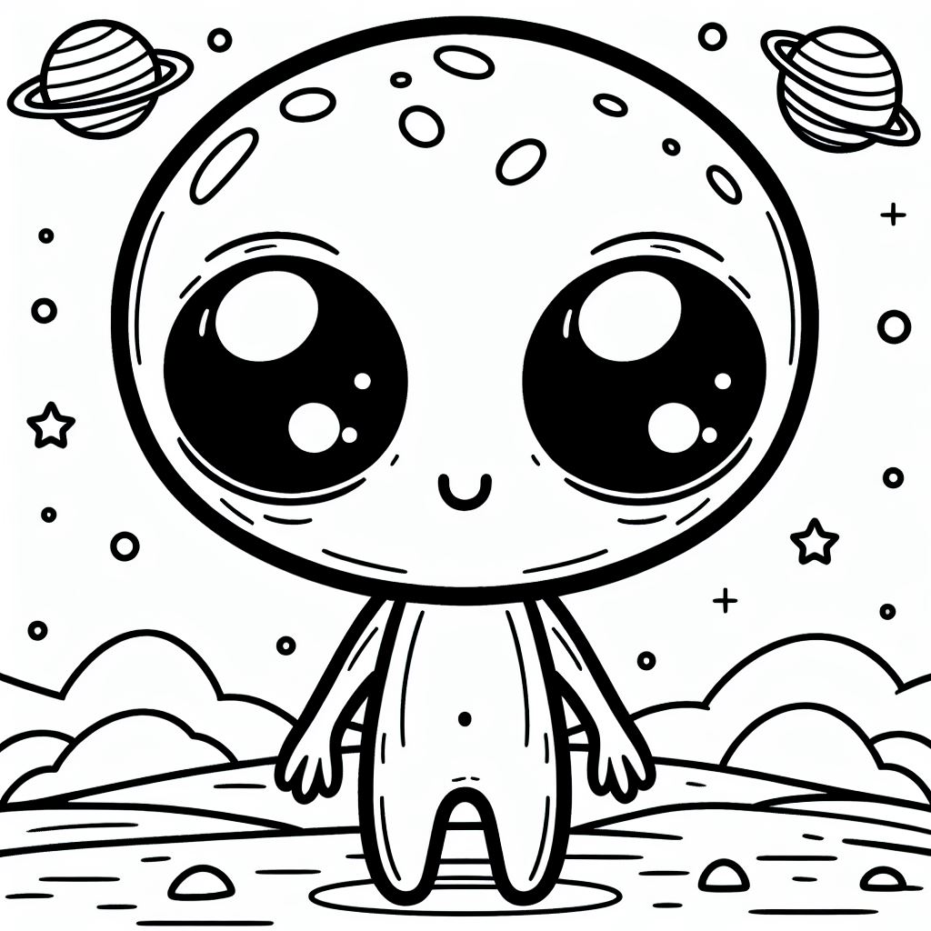 Alien with Planets 👽🪐 Coloring Page